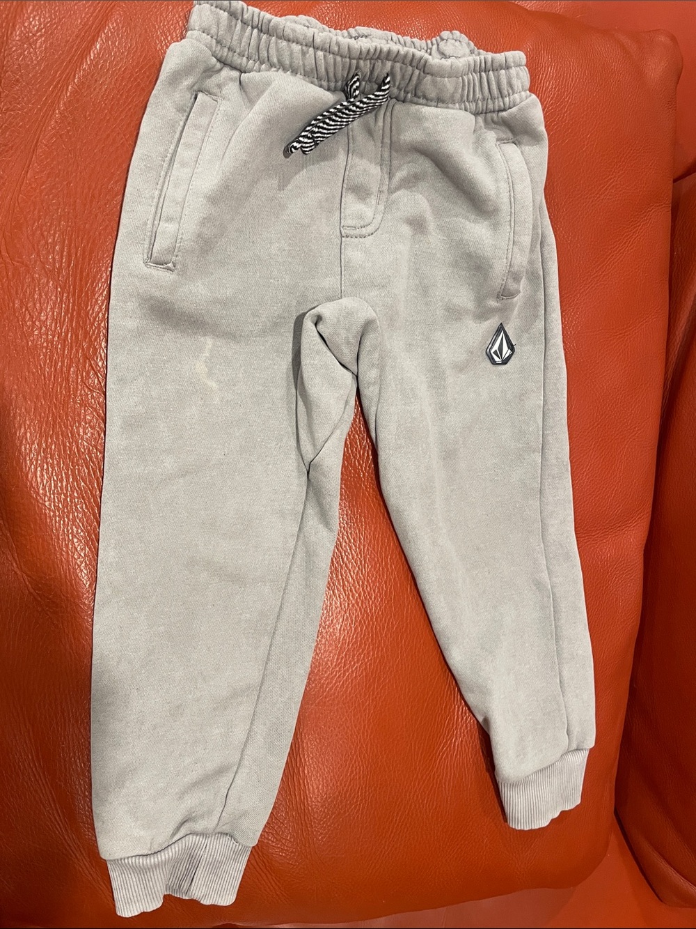 Volcom Kids Light Gray Fleece Joggers with Drawstring